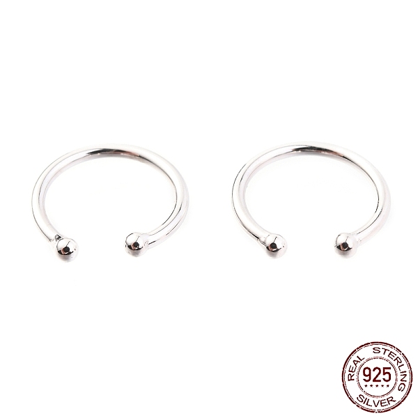

PandaHall Rhodium Plated 925 Sterling Silver Cuff Earrings, Ring with Round, Platinum, 12x1mm Sterling Silver