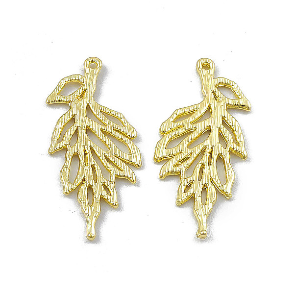 

PandaHall Rack Plating Alloy Pendants, Leaf Charm, Light Gold, 28x12x1mm, Hole: 0.8mm Alloy Leaf