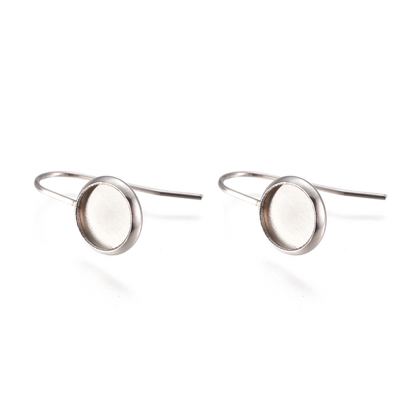 

PandaHall 304 Stainless Steel Earring Hooks, Flat Round, Stainless Steel Color, Tray: 8mm, 18.5x10mm, 21 Gauge, Pin: 0.7mm 304 Stainless...