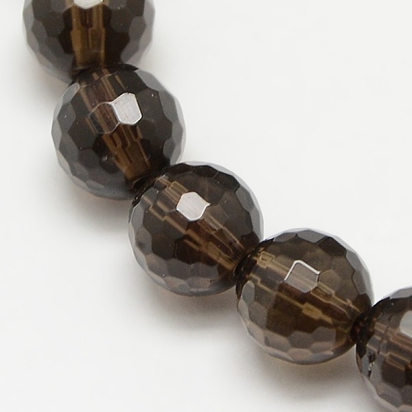 

PandaHall Smoky Quartz Beads Strands, Faceted(128 Facets), Round, Synthetic Crystal, Dyed & Heated, 6mm, Hole: 0.8mm Smoky Quartz Round Gray