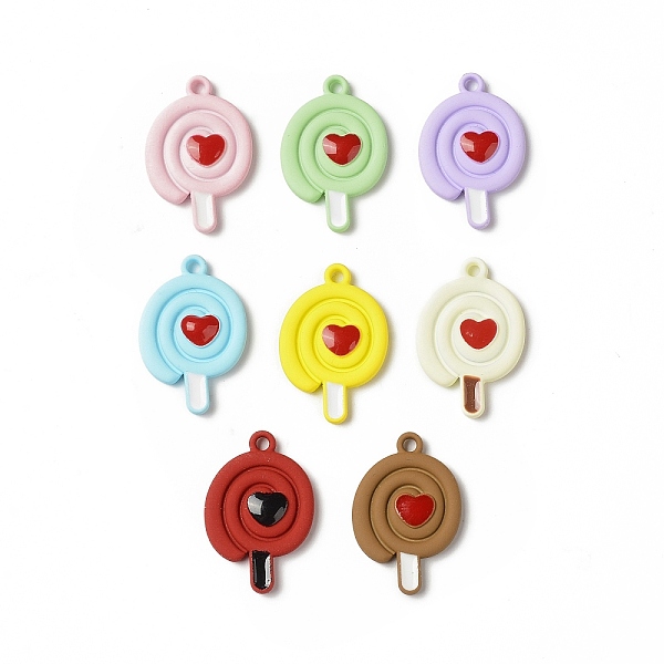 

PandaHall Spray Painted Alloy Pendants, with Enamel, Lollipop with Heart Charm, Mixed Color, 19.5x13x3mm, Hole: 1.5mm Alloy+Enamel Others..., Multicolor