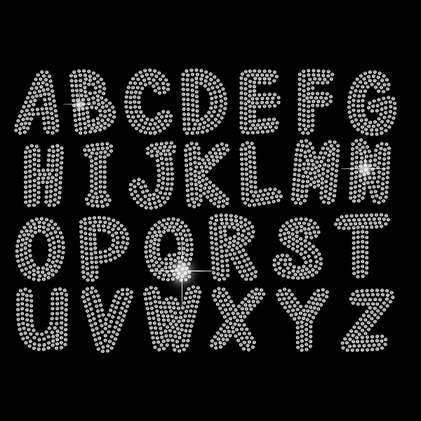 

PandaHall Glass Hotfix Rhinestone, Iron on Appliques, Costume Accessories, for Clothes, Bags, Pants, Alphabet, Letter A~Z, 297x210mm Glass...