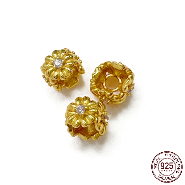 

PandaHall 925 Sterling Silver Beads, with Cubic Zirconia, Square with Flower, Real 18K Gold Plated, 4.7x6.1x6.1mm, Hole: 1.8mm Sterling..., Clear