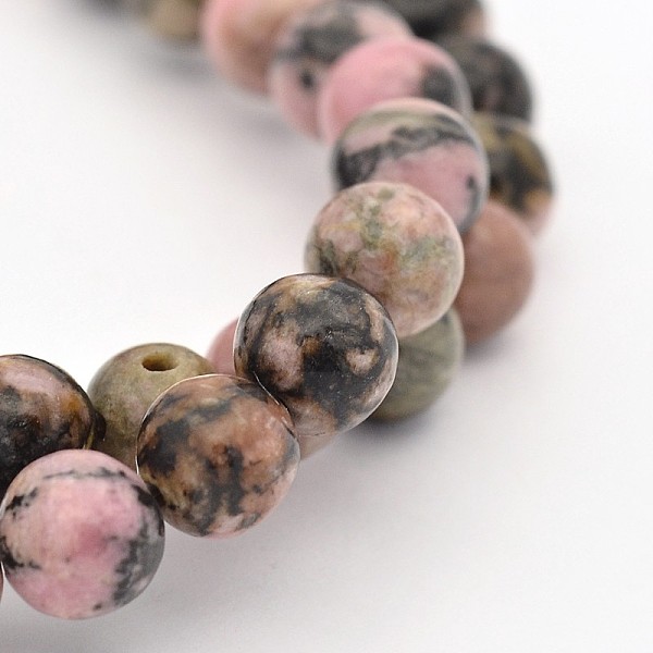 

PandaHall Round Natural Rhodonite Beads Strands, 6mm, Hole: 1mm, about 60pcs/strand, 15.5 inch Rhodonite Round
