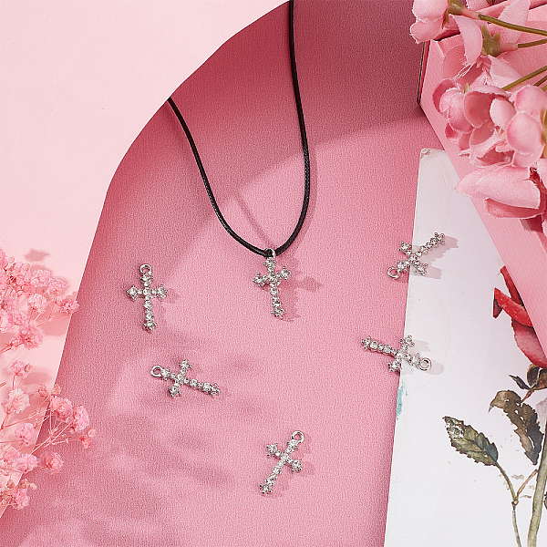 

PandaHall SUPERFINDINGS 24Pcs Alloy Rhinestones Pendants, Cross, Platinum, 26x15x3mm, Hole: 2mm, 24pcs Alloy+Rhinestone Cross