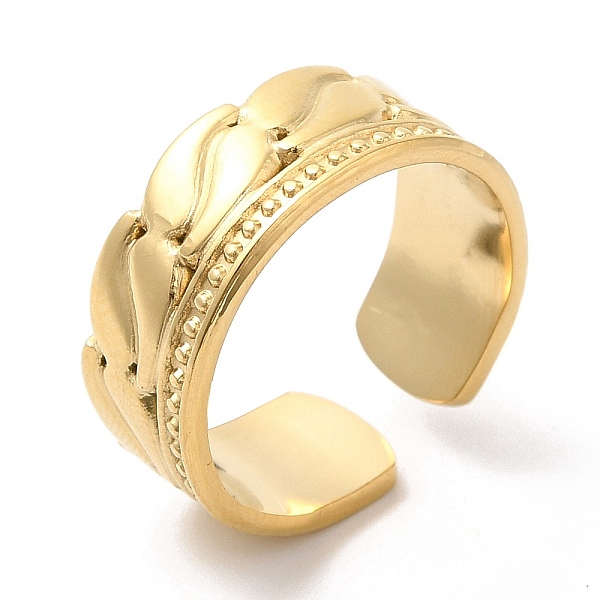 

PandaHall 304 Stainless Steel Textured Open Cuff Ring for Women, Real 14K Gold Plated, US Size 7 1/4(17.5mm) 304 Stainless Steel