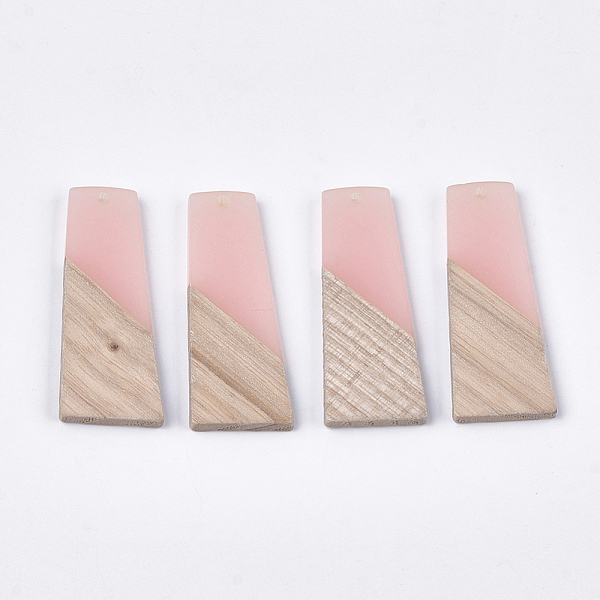 

PandaHall Resin & Walnut Wood Pendants, Trapezoid, Pink, 49~49.5x19~19.5x3.5mm, Hole: 2mm Resin+Wood Trapezoid Pink