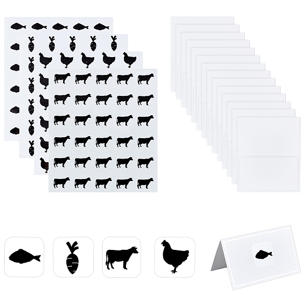 

PandaHall Olycraft 8 Sheets 4 Styles PVC Waterproof Self-Adhesive Sticker, Cartoon Decals for Gift Cards Decoration, with 60Pcs Paper Table..., Black