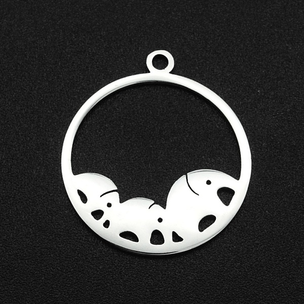 

PandaHall 201 Stainless Steel Pendants, Laser Cut, Ring with Elephant, Stainless Steel Color, 22x20x1mm, Hole: 1.6mm 201 Stainless Steel...