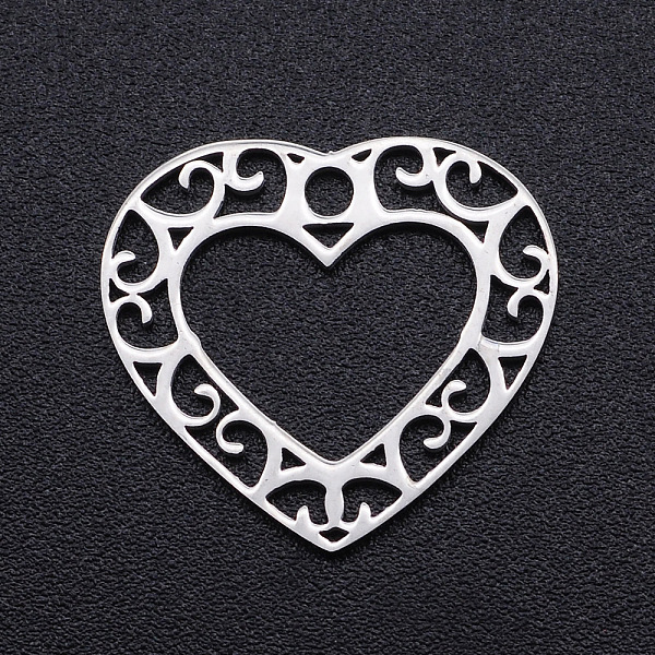 

PandaHall 201 Stainless Steel Pendants, Filigree Joiners Findings, Laser Cut, Heart, Stainless Steel Color, 17x19x1mm, Hole: 2mm 201...
