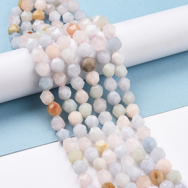 

PandaHall Natural Morganite Beads Strands, Star Cut Round Beads, Faceted, 7~8x8mm, Hole: 0.9mm, about 49pcs/strand, 14.92 inch(37.9cm)~15.75...