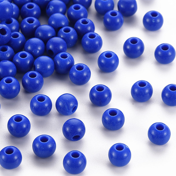

PandaHall Opaque Acrylic Beads, Round, Blue, 6x5mm, Hole: 1.8mm, about 4400pcs/500g Acrylic Round Blue