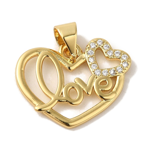 

PandaHall Rack Plating Brass Micro Pave Clear Cubic Zirconia Pendants, Cadmium Free & Lead Free, Long-Lasting Plated, Heart, Real 18K Gold...