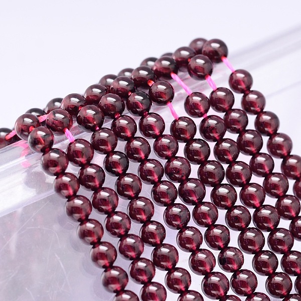 

PandaHall Mozambique Import Grade AA Garnet Round Beads Strands, 5mm, Hole: 1mm, about 75pcs/strand, 15 inch Garnet Round