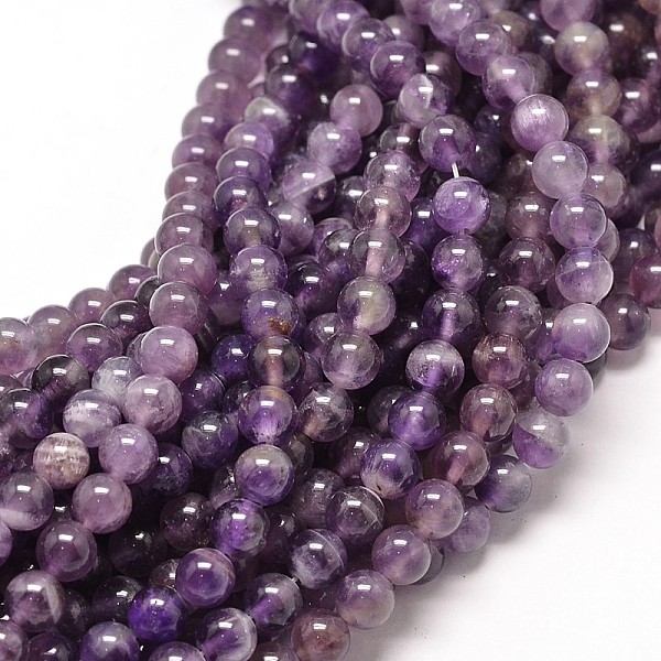 

PandaHall Natural Amethyst Round Bead Strands, 6mm, Hole: 1mm, about 63pcs/strand, 15.5 inch Amethyst Round