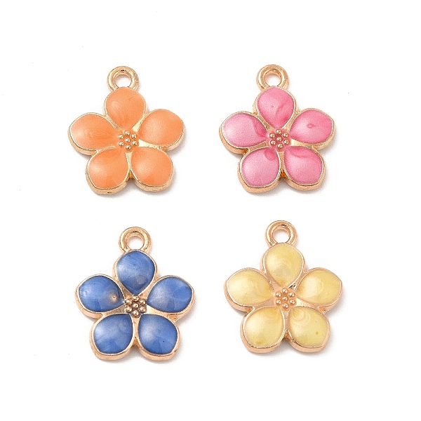 

PandaHall Alloy Pendants, with Enamel, Flower Charm, Golden, Random Color, 17x14.5x2mm, Hole: 1.7mm Alloy+Enamel Flower Multicolor