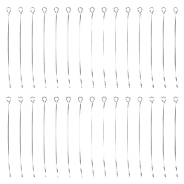 

PandaHall Iron Eye Pins, Cadmium Free & Lead Free, Platinum, 21 Gauge, 50x0.7mm, Hole: 2mm Iron
