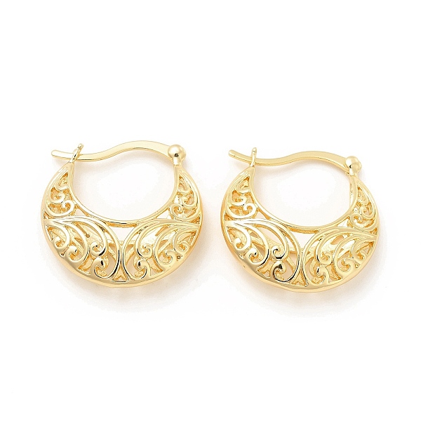 

PandaHall Brass Hoop Earrings for Women, Hollow Moon Earrings, Real 18K Gold Plated, 25.5x25x8mm, Pin: 0.7x2mm Brass Moon