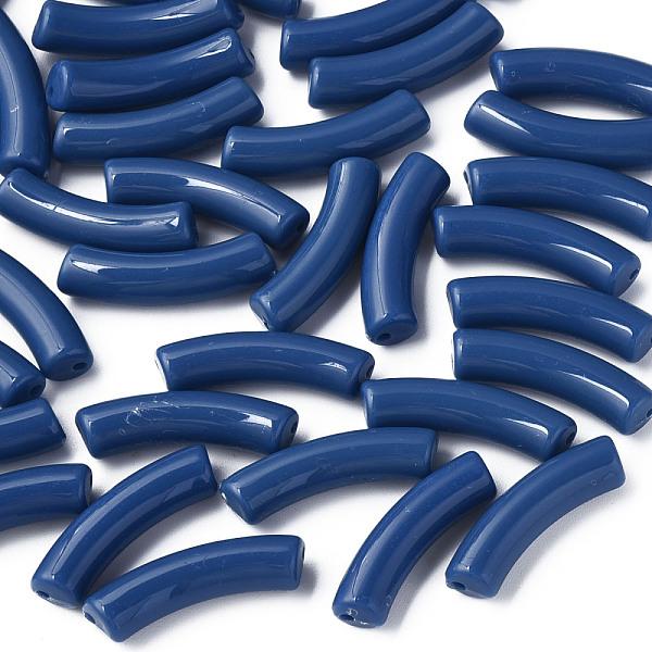 

PandaHall Opaque Acrylic Beads, Curved Tube, Prussian Blue, 32x10x8mm, Hole: 1.8mm Acrylic Tube