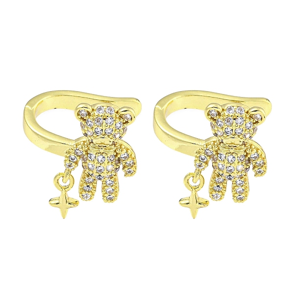 

PandaHall Brass Micro Pave Cubic Zirconia Cuff Earrings, Bear, Real 18K Gold Plated, 15x14.5mm Cubic Zirconia Bear Clear