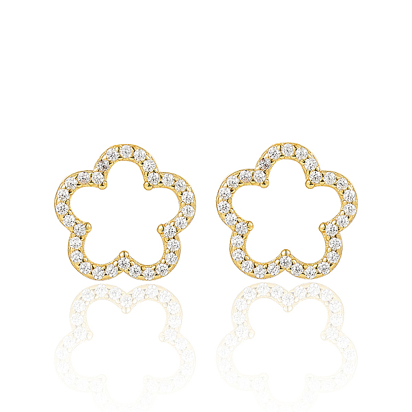 

PandaHall Sweet and Cute Silver Earrings with Zirconia Flower Design Sterling Silver Flower