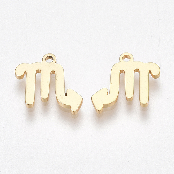 

PandaHall Ion Plating(IP) 304 Stainless Steel Charms, Constellation, Golden, Scorpio, 10x9.5x1mm, Hole: 0.8mm 304 Stainless Steel...