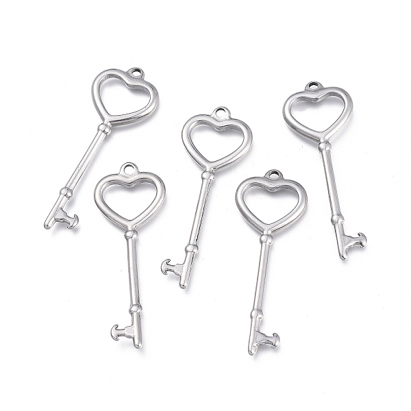 

PandaHall 304 Stainless Steel Big Pendants, Heart Key, Stainless Steel Color, 50x18x2.5mm, Hole: 2.2mm 304 Stainless Steel Key