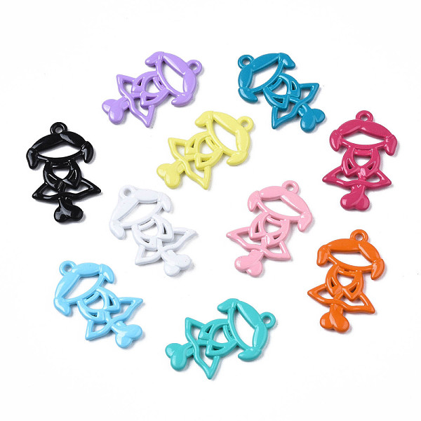 

PandaHall Spray Painted Alloy Pendants, Cadmium Free & Nickel Free & Lead Free, Girl, Mixed Color, 22x13.5x2mm, Hole: 1.2mm Alloy Human..., Multicolor