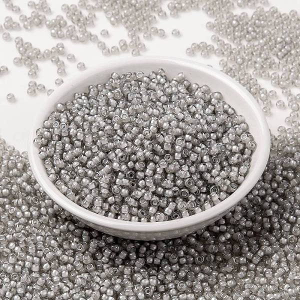 

PandaHall MIYUKI Round Rocailles Beads, Japanese Seed Beads, (RR2268) Fancy Lined Moonstone, 8/0, 3mm, Hole: 1mm, about 422~455pcs/10g Glass..., Silver