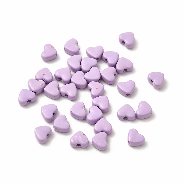 

PandaHall Heart Spray Painted Alloy Beads, Cadmium Free & Nickel Free & Lead Free, Lilac, 5x6x3mm, Hole: 1.2mm Alloy Heart Purple