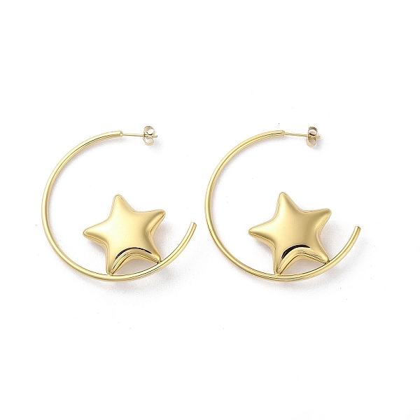 

PandaHall Ion Plating(IP) 304 Stainless Steel Stud Earrings, Star, Golden, 46.5x2mm 304 Stainless Steel Star