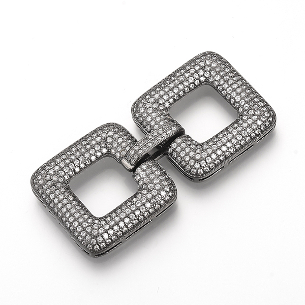 

PandaHall Brass Micro Pave Cubic Zirconia Fold Over Clasps, Square, Gunmetal, 50x24x5mm, Hole: 11x11mm Brass+Cubic Zirconia
