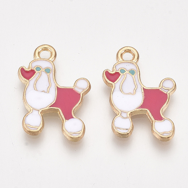 

PandaHall Alloy Enamel Puppy Pendants, Cadmium Free & Lead Free, Poodle Dog, Light Gold, Cerise, 19x14x1.5mm, Hole: 1.6mm Alloy+Enamel Dog..., Red