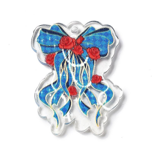 

PandaHall Spray Printed Acrylic Pendants, Bowknot, Dodger Blue, 40x29x2.5mm, Hole: 2mm Acrylic Bowknot
