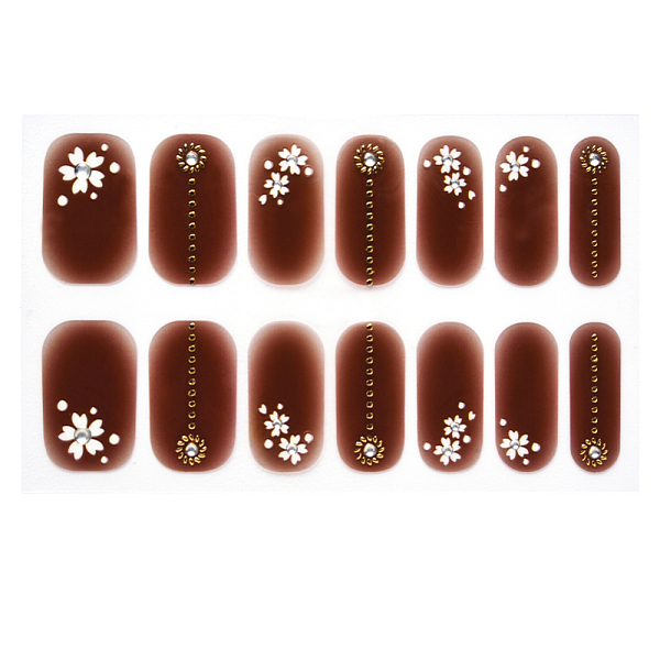 

PandaHall Full Cover Nombre Nail Stickers, Self-Adhesive, for Nail Tips Decorations, Coconut Brown, 24x8mm, 14pcs/sheet Paper Flower