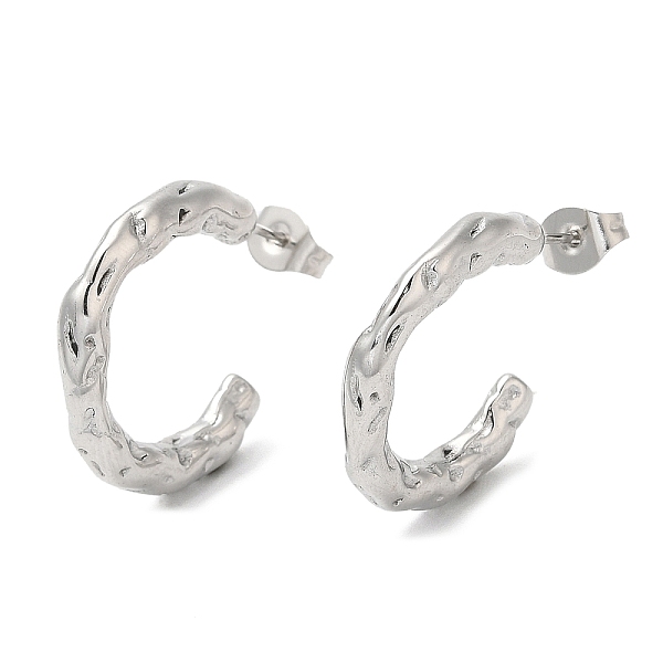

PandaHall 304 Stainless Steel Ring Stud Earrings, Half Hoop Earrings, Stainless Steel Color, 21x3mm 304 Stainless Steel Ring