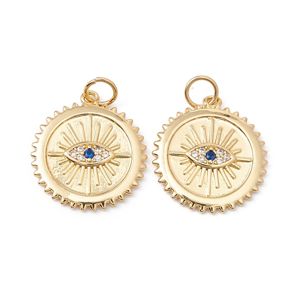 

PandaHall Rack Plating Brass Micro Pave Cubic Zirconia Pendants, with Jump Ring, Cadmium Free & Nickel Free & Lead Free, Real 18K Gold..., Blue