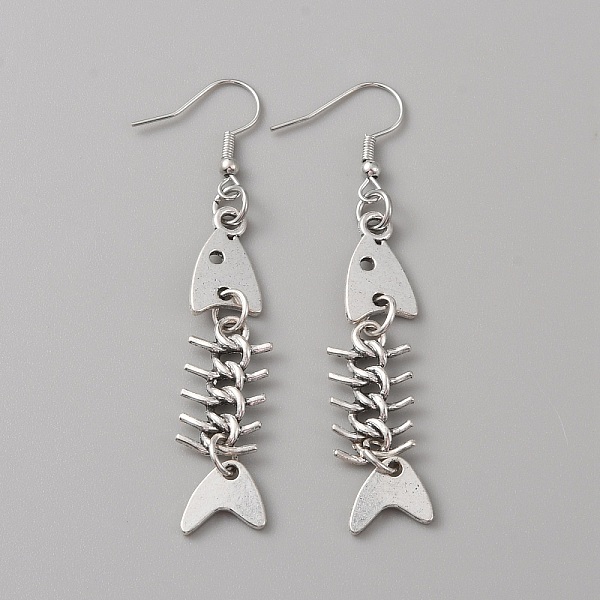 

PandaHall Alloy Fishbone Long Dangle Eararings for Women, Platinum, 72mm, Pin: 0.8mm Alloy