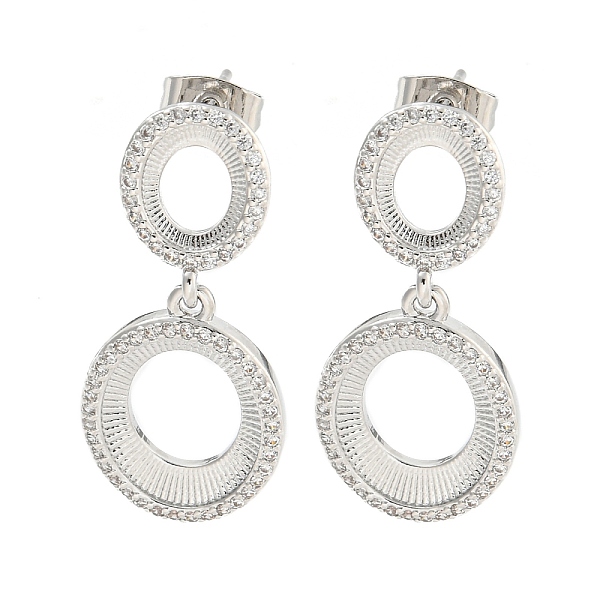 

PandaHall Oval Brass Pave Clear Cubic Zirconia Dangle Earrings, Platinum, 31.5x14mm Brass Oval Clear