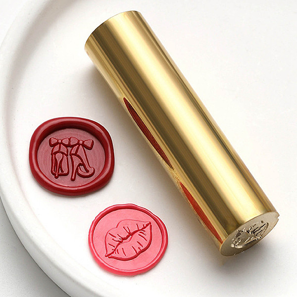 

PandaHall Double-Sided Engraving Wax Seal Brass Stamp, Golden, for Envelope, Card, Gift Wrapping, Lip, 57x15mm Brass Lip