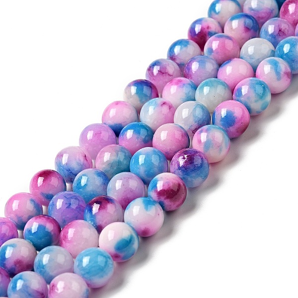 

PandaHall Jade Beads Strands, Natural White Jade, Dyed, Round, Colorful, 8mm, Hole: 1mm, about 51pcs/strand, 15.7 inch White Jade Round