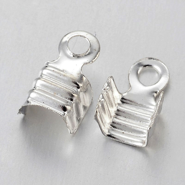 

PandaHall Brass Folding Crimp Ends, Fold Over Crimp Cord Ends, Platinum, 7.5x4mm, Hole: 1mm, Inner Diameter: 2.5mm Brass