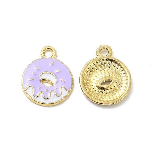 

PandaHall Alloy Enamel Pendants, Donut Charm, Golden, Lilac, 19x15x2mm, Hole: 2mm Alloy+Enamel Donut Purple