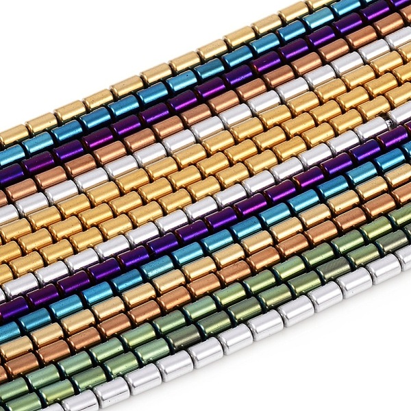 

PandaHall Vacuum Plating Non-magnetic Synthetic Hematite Beads Strands, Column, Mixed Color, 5x3mm, Hole: 0.8mm, about 82pcs/Strand, 15.94...