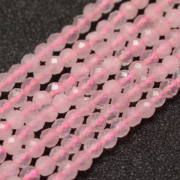 

PandaHall Natural Rose Quartz Beads Strands, Faceted, Round, 3mm, Hole: 0.5~0.6mm, about 120pcs/strand, 15.3~15.7 inch(39~40cm) Rose Quartz..., Pink