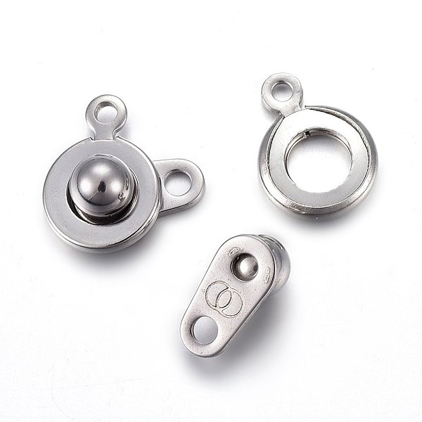 

PandaHall 304 Stainless Steel Snap Clasps, Stainless Steel Color, 15x9x5mm, Hole: 1.5~1.8mm 304 Stainless Steel