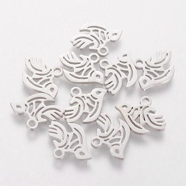 

PandaHall 201 Stainless Steel Charms, Bird of Peace, Stainless Steel Color, 10x13x1.1mm, Hole: 1.5mm 201 Stainless Steel Bird