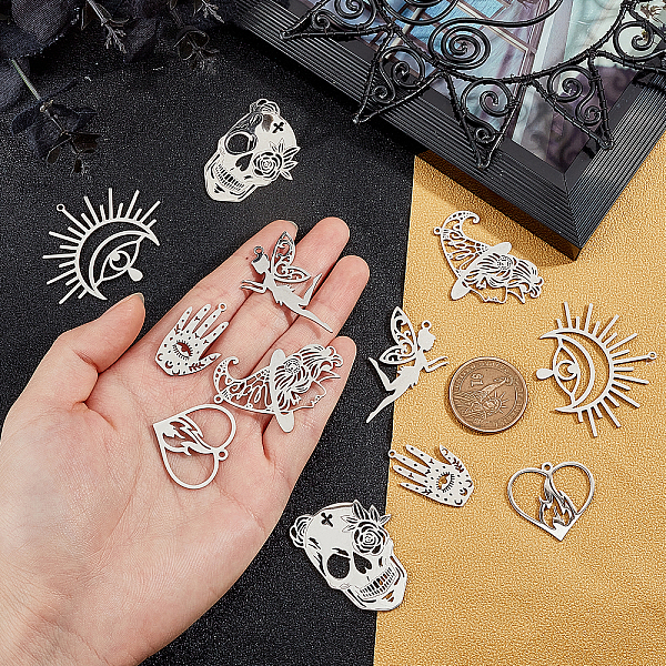 

PandaHall Unicraftale 14Pcs 7 Style 201 Stainless Steel Pendants, Laser Cut, Mixed Shapes, Stainless Steel Color, 2pcs/style 201 Stainless...
