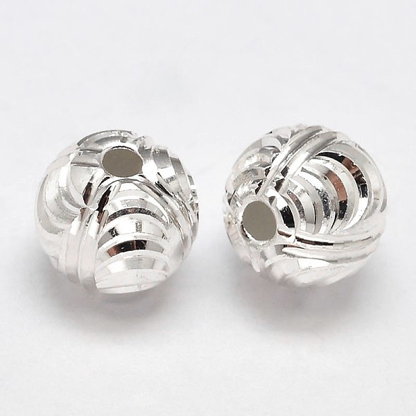 

PandaHall Fancy Cut 925 Sterling Silver Round Beads, Silver, 6mm, Hole: 1.7mm, about 77pcs/20g Sterling Silver Round