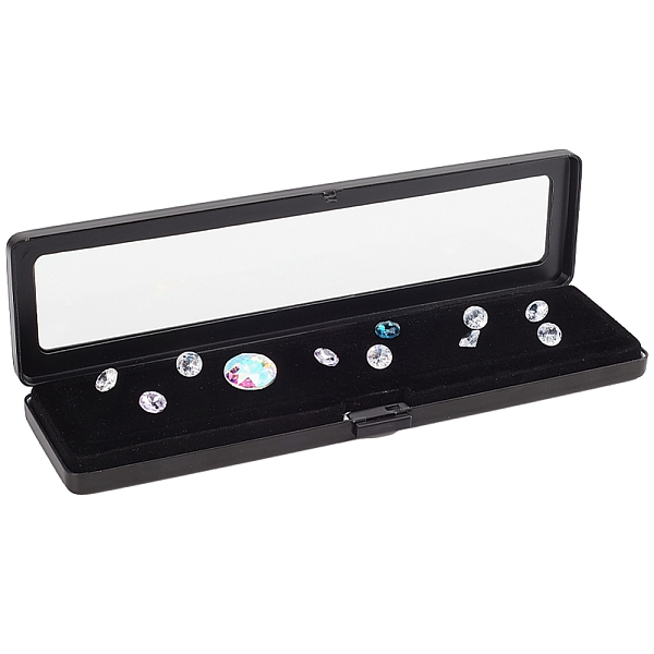 

PandaHall Rectangle 202 Stainless Steel Loose Diamond Box, Glass Window Jewelry Storage Case with Plush Inside, for Diamond, Electrophoresis...
